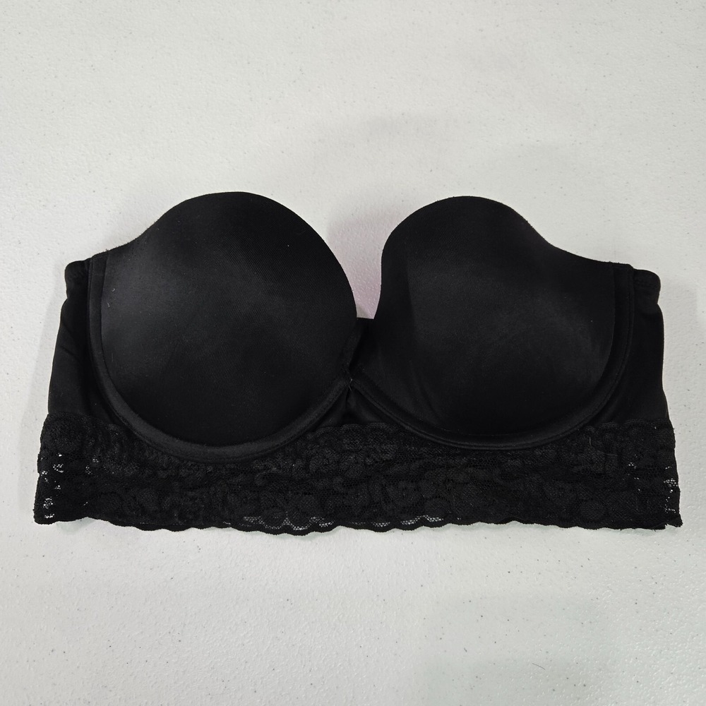 PINK Women Bra 34C Black Lace Longline‎ Bustier Underwire NO STRAPS